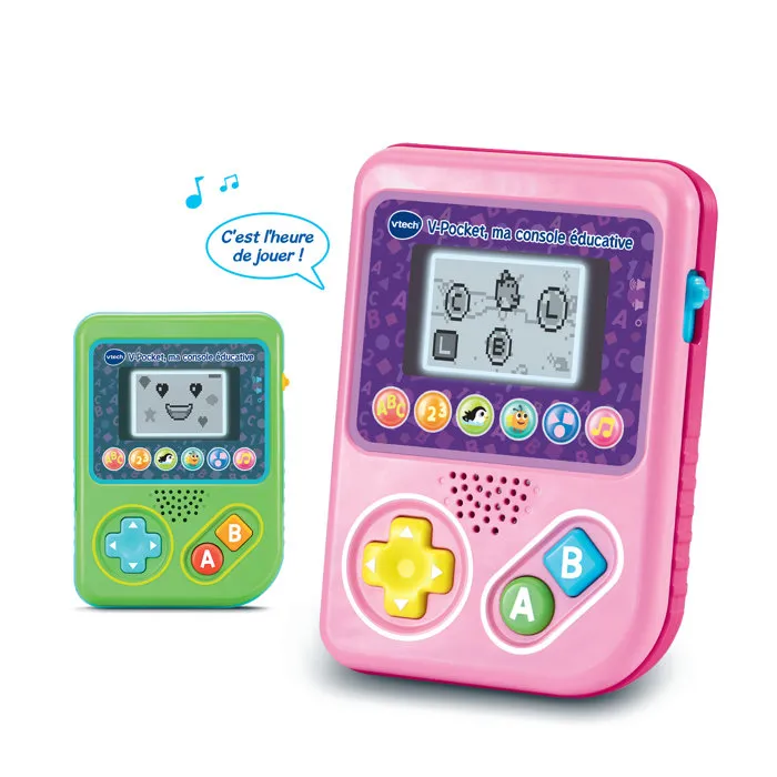 VTECH V-POCKET Console Éducative Portable Rose - Apprentissage Interactif pour Enfants 3 à 7 Ans - En Français