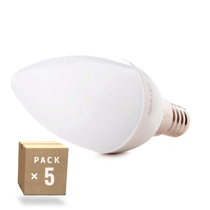Pack 5 Ampoules LED E14 5W 500Lm 6000K 40.000H HO-C37-E14-5W-RC-CW-PK5-AP 0