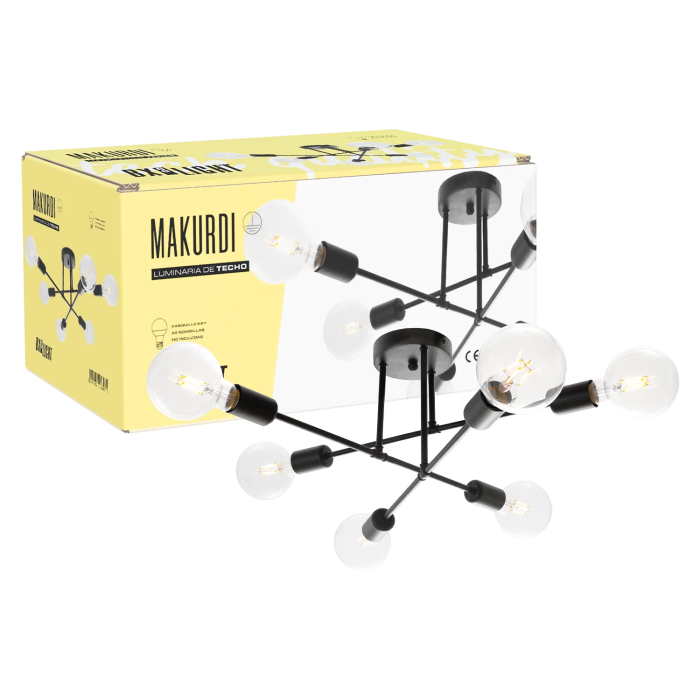 BX3 LIGHT Makurdi - Lampe de Plafond Décorative Moderne pour Intérieur, Installation sur Surface ou Suspendue, Compatible LED, Réf. BX3-OPV-521SHN1132 BX3 LIGHT Makurdi - Lampe de Plafond Décorative Moderne pour Intérieur, Installation sur Surface ou Suspendue, Compatible LED, Réf. BX3-OPV-521SHN1132