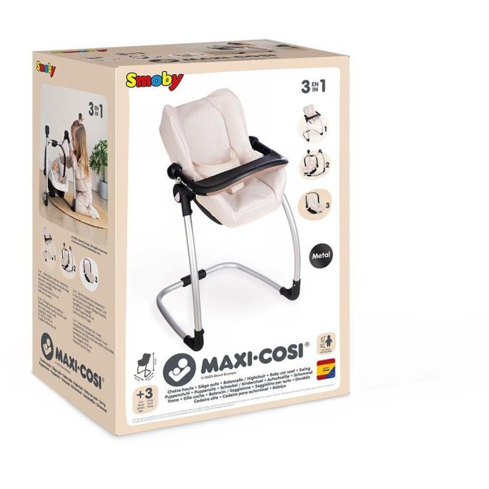 SMOBY - Maxi cosi - Siege + Chaise haute beige  - 3 en 1 - Pour poupon - Des 3 ans 3