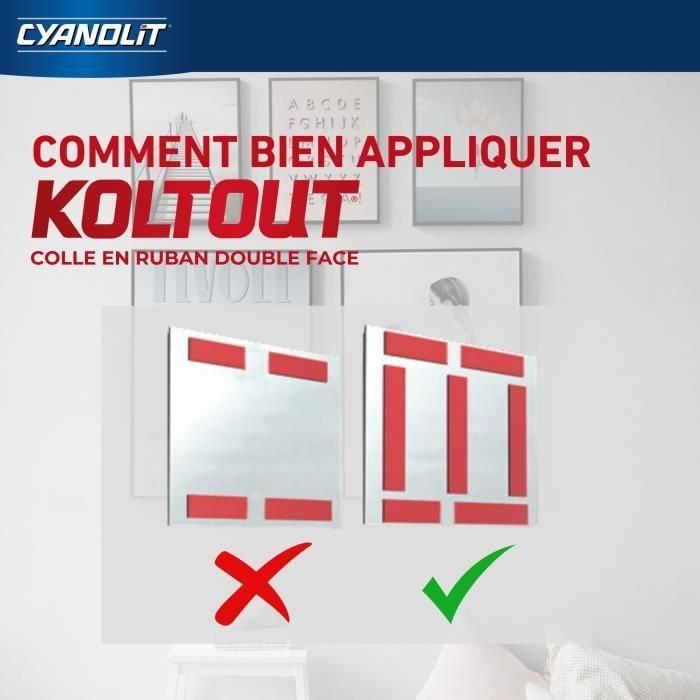 Ruban adhésif double face - CYANOLIT - Ruban extra fin - Ultra fin - Haute adhérence - Discret et résistant 5