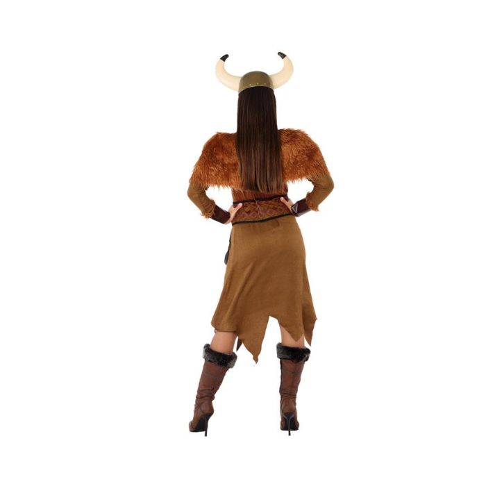Déguisement Viking Femme Adulte XXL Marron, Guerrière Historique avec Cape et Pechera, 100% Polyester