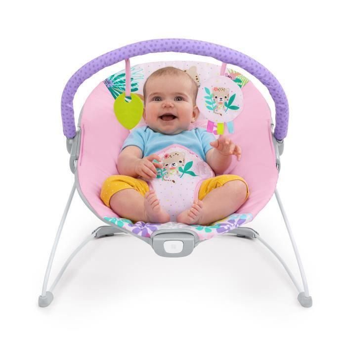 BRIGHT STARTS Transat bébé avec vibrations Wildflowers Wonders, harnais 3 points, 2 jouets inclus, des la naissance 2