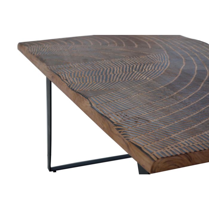 Giner Y Colomer Table de Salle à Manger en Bois d'Acacia Naturel avec Pieds en Métal Noir - Détails Sculptés à la Main - Plateau de 4 cm d'Épaisseur 4