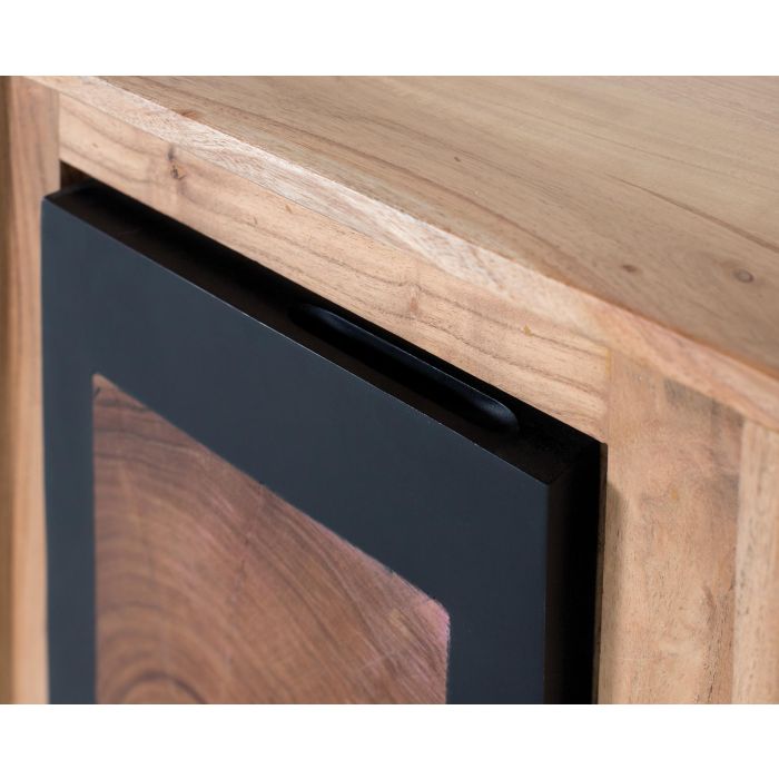 GINER Y COLOMER Table de chevet en bois de manguier massif, design contemporain avec finition naturelle et porte noire, dimensions incluses 4 GINER Y COLOMER Table de chevet en bois de manguier massif, design contemporain avec finition naturelle et porte noire, dimensions incluses 4