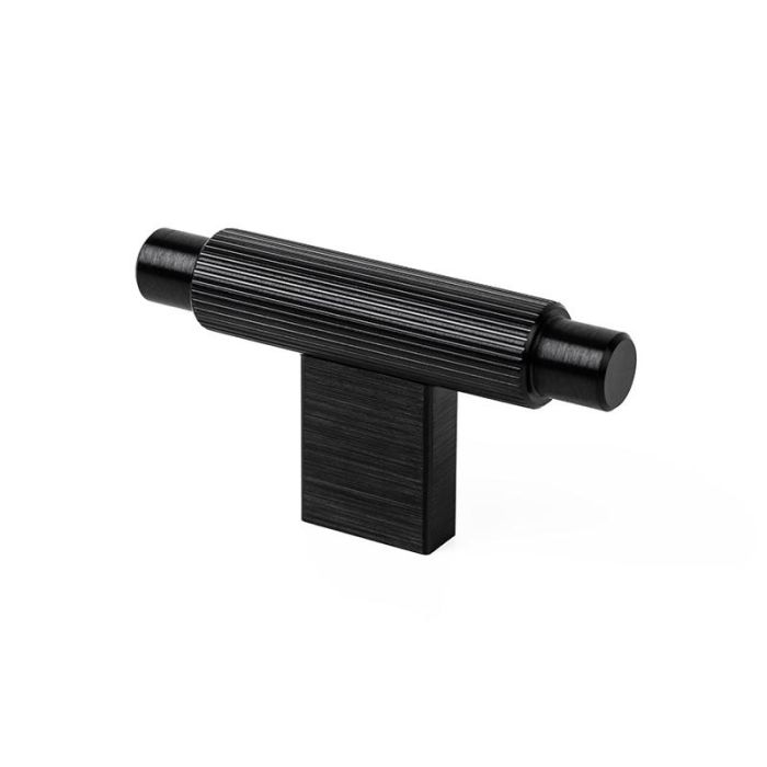 Pomo Aluminio Modelo Arpa Acabados Efecto Inox, Laton Cepillado, Negro Cepillado Acabado Efecto Inox Dist. Agujero 70X37 Viefe 2