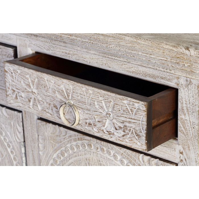 GINER Y COLOMER - Buffet 3 portes et 3 tiroirs en bois de manguier massif, finition blanc vieilli antique, dimensions 90 x 150 x 40 cm 6 GINER Y COLOMER - Buffet 3 portes et 3 tiroirs en bois de manguier massif, finition blanc vieilli antique, dimensions 90 x 150 x 40 cm 6