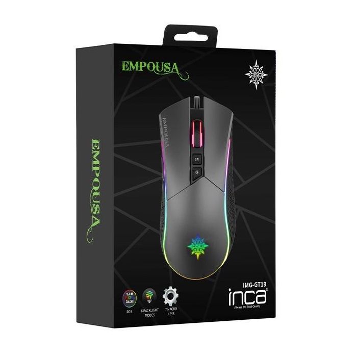 INCA Gaming Maus IMG-GT19 4800 DPI. RGB. 7 Tasten. USB. SW retail 4