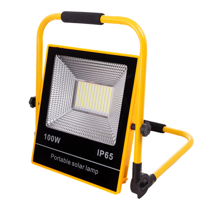 HO-SOLARFL-100W-05 Projecteur LED Solaire 100W 6500K avec Télécommande, Alimentation Solaire et Batterie 3,2V/18000mAh, Autonomie 8-36h 1