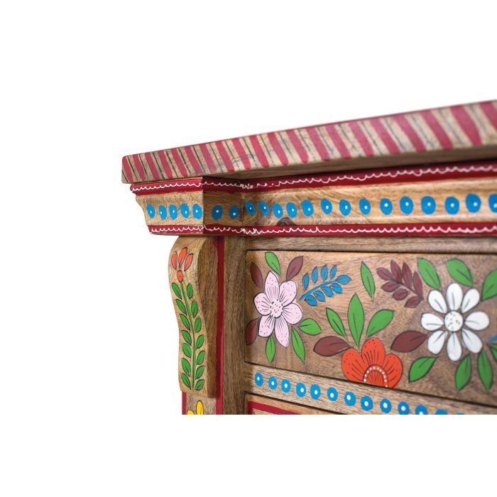 GINER Y COLOMER Commode 3 tiroirs en bois de manguier peint à la main - Multicolore - Design robuste et fonctionnel pour chambre 4