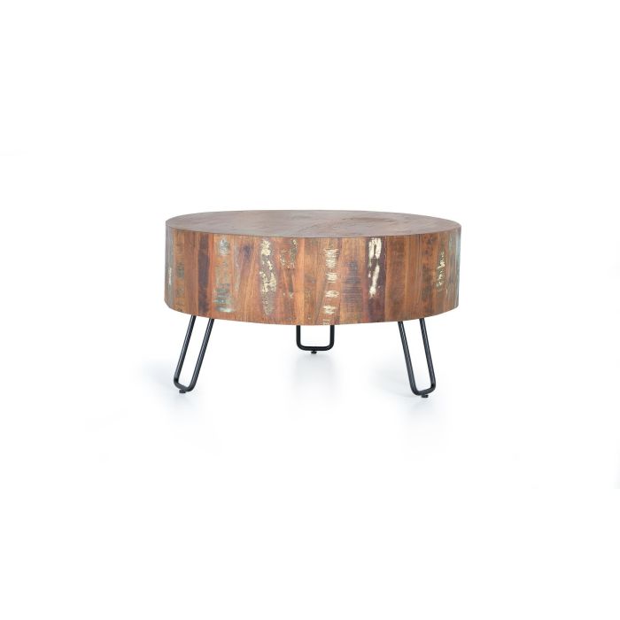 GINER Y COLOMER - Table basse en bois recyclé avec pieds en métal - Multicolore - Dimensions : 38 cm H x 70 cm diamètre - Meuble artisanal 0 GINER Y COLOMER - Table basse en bois recyclé avec pieds en métal - Multicolore - Dimensions : 38 cm H x 70 cm diamètre - Meuble artisanal 0