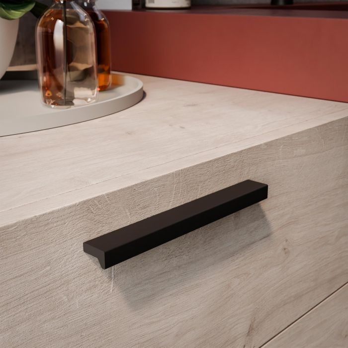 Emuca Lot de 5 poignées pour meubles Xirivella, L160mm, entraxe 128mm, Aluminium, Anodisé noir 3