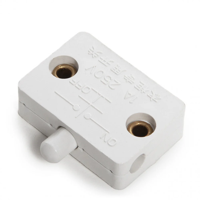 Interrupteur pour Armoire avec Bouton, Normalement Fermé, Blanc, Plastique, 250VAC/1A 0