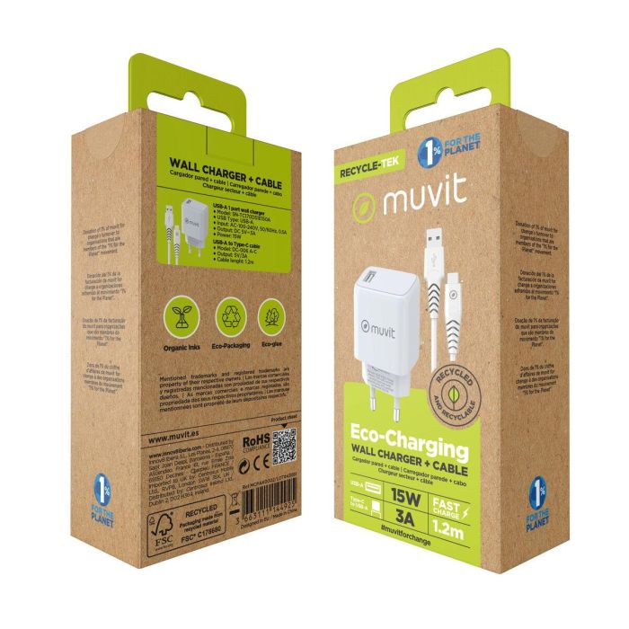 Chargeur mural Muvit Blanc 12 W 1