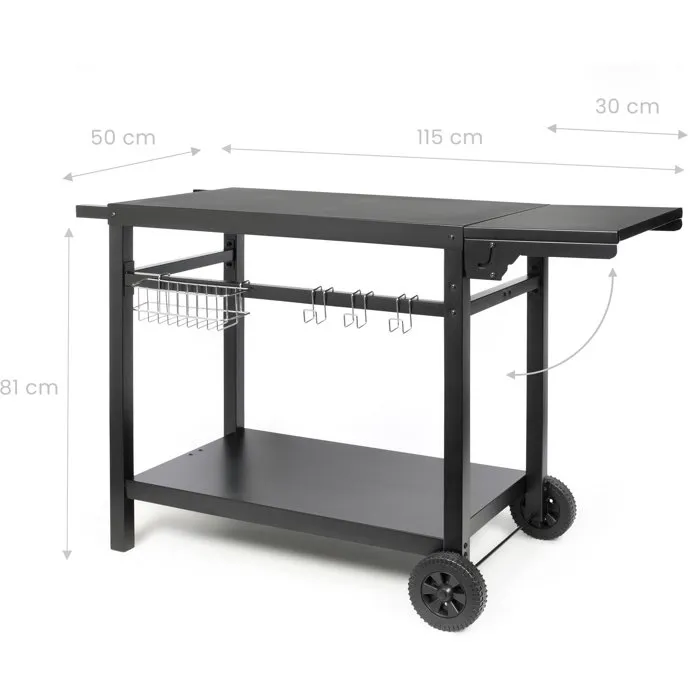Livoo Dessert pour plancha GS170N avec tablette rabattable, 2 roues, plateau 85 x 50 cm et espace de rangement