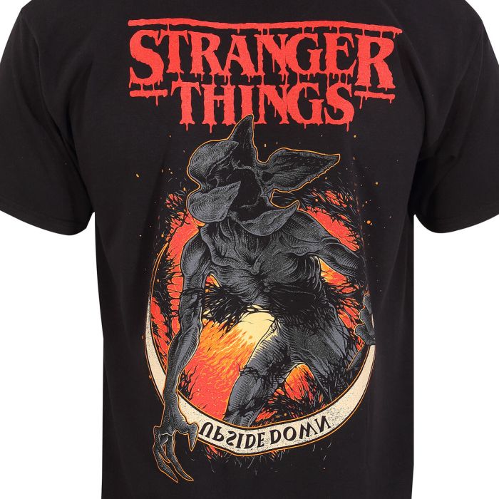 T shirt à manches courtes Stranger Things Demogorgon Upside Down Noir Unisexe 3