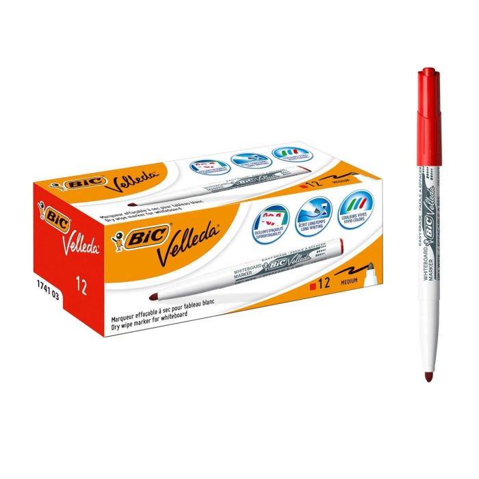 Marqueur Bic Velleda 1741 Blanc Rouge Tableau blanc 3