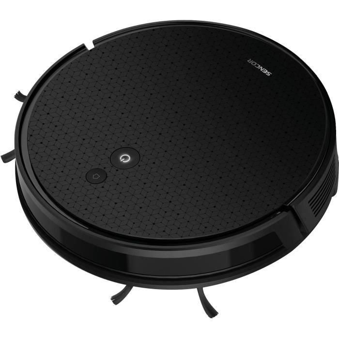 Sencor SRV 6450BK Aspirateur Robot Laveur avec Nettoyage Humide, 3000 Pa, Autonomie 140 min, 60 dB, Navigation Gyro Intelligente, Noir