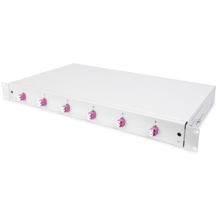DIGITUS LWL Spleißbox 1HE bestückt 6x LC DX OM4 grau 1