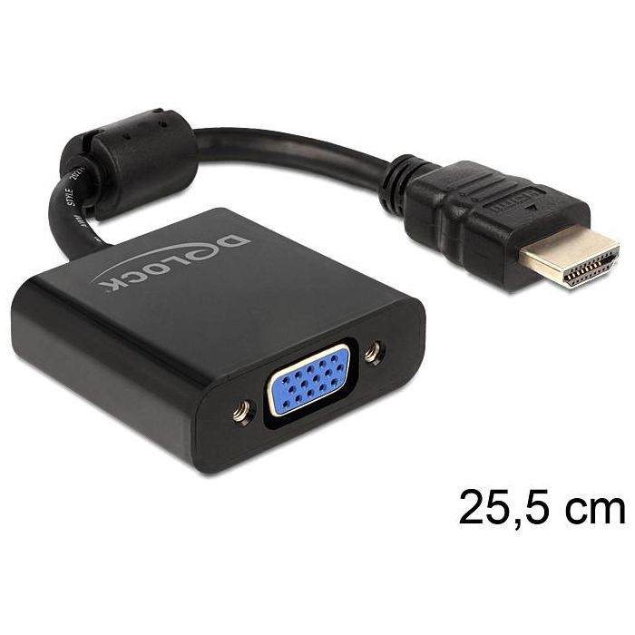 DELOCK Adapterkabel HDMI-A St > VGA Buchse schwarz 0 DELOCK Adapterkabel HDMI-A St > VGA Buchse schwarz 0