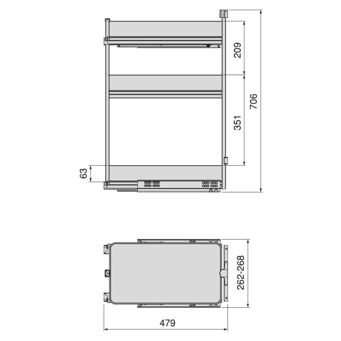 Emuca Chariot extractible Harmony avec fermeture à amortie, Module largeur 300mm hauteur 800mm, Acier et Bois, Gris anthracite 7 Emuca Chariot extractible Harmony avec fermeture à amortie, Module largeur 300mm hauteur 800mm, Acier et Bois, Gris anthracite 7