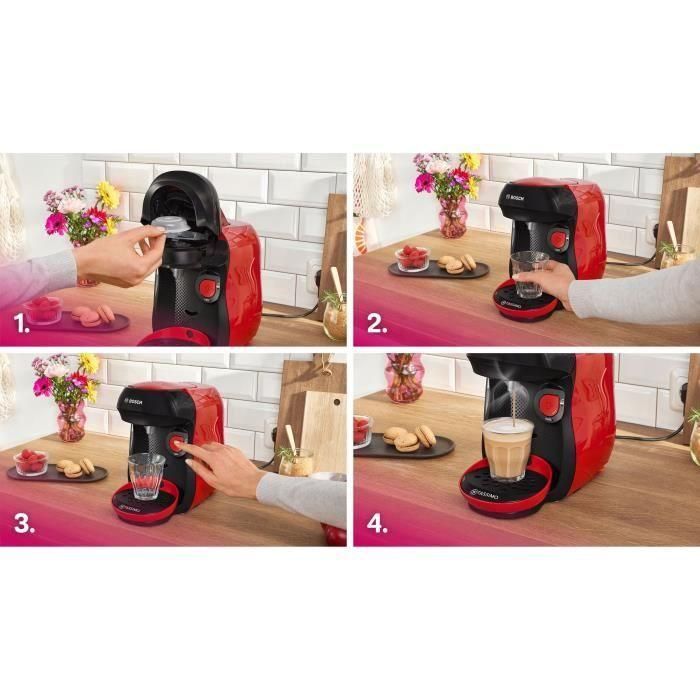 Bosch TASSIMO T10 Happy Machine à café rouge multi-boissons 1400W - 0,7L - Nettoyage automatique