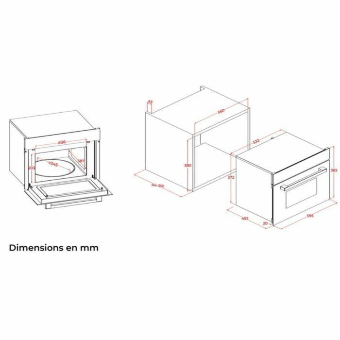 Micro-ondes intégrable Continental Edison CEMO34CEB3 Noir 1450 W 34 L 2