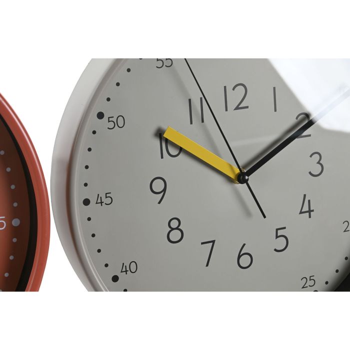 Horloge Murale DKD Home Decor Blanc Turquoise Terre cuite PVC Urbaine 30 x 4,3 x 30 cm (3 Unités) 1