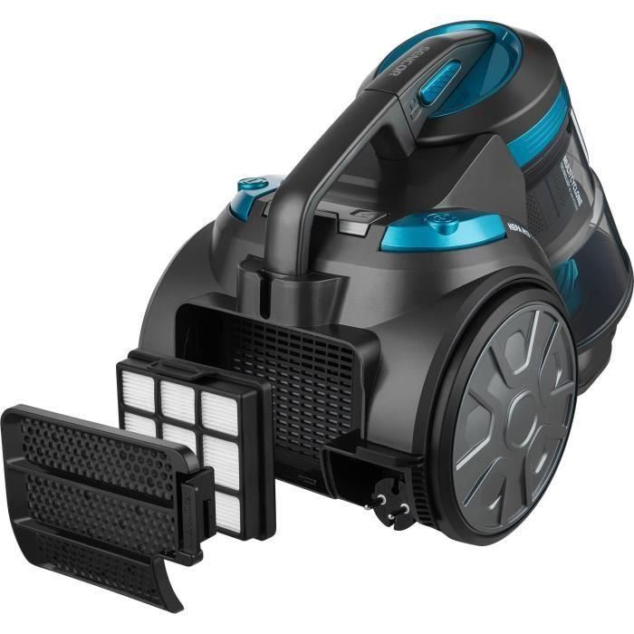 Sencor Aspirateur traîneau sans sac SVC 1086TQ - 700 W - Technologie Multi Cyclone - Filtre HEPA H13 - 3.5 L - Classe A - 78 dB - Noir / Bleu