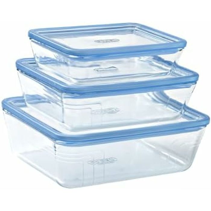Ensemble de Boîtes à Lunch Pyrex Bleu Transparent 3 Pièces 9