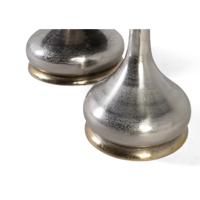 GINER Y COLOMER - Lot de 2 tables basses avec plateau circulaire en marbre et base en aluminium nickelé, gris et aluminium 2