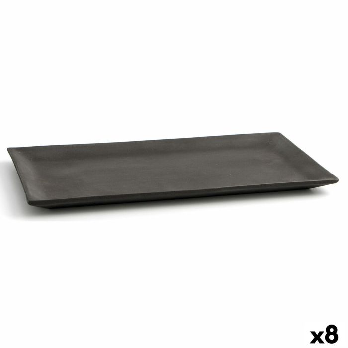 Quid Bandeja Rectangular Mineral Gres 15x30 cm Cerámica Negro (8 Unidades)