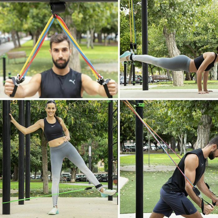 Pack Planche de Pompes Push-Up et Set de Bandes de Résistance avec Accessoires et Guide d´Entraînement InnovaGoods 15 Pack Planche de Pompes Push-Up et Set de Bandes de Résistance avec Accessoires et Guide d´Entraînement InnovaGoods 15