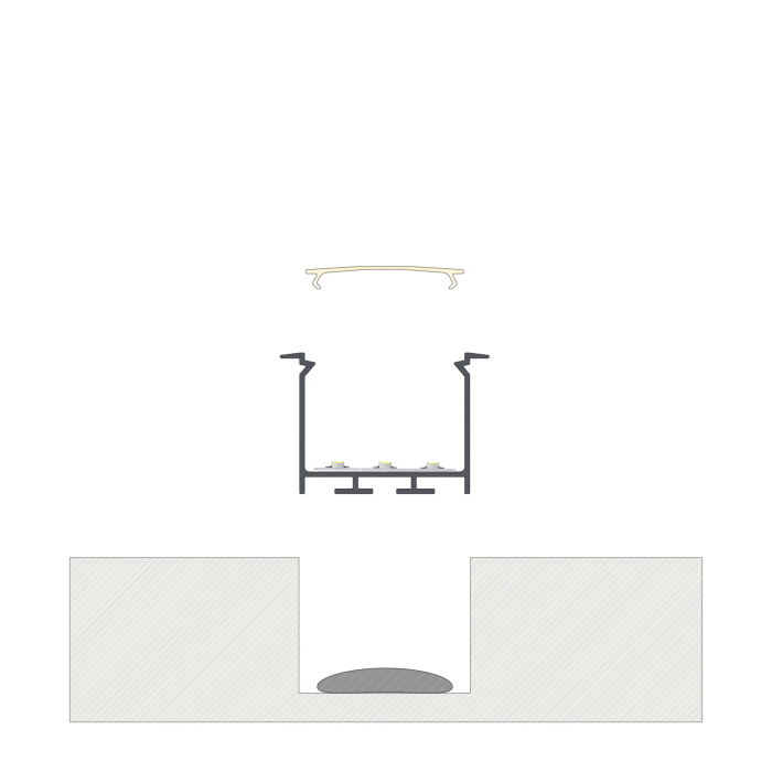 KIMERA HEDE Profil Aluminium Anodisé Argent avec Diffuseur Opal, Bouchons et Clips de Fixation 2,02m 2