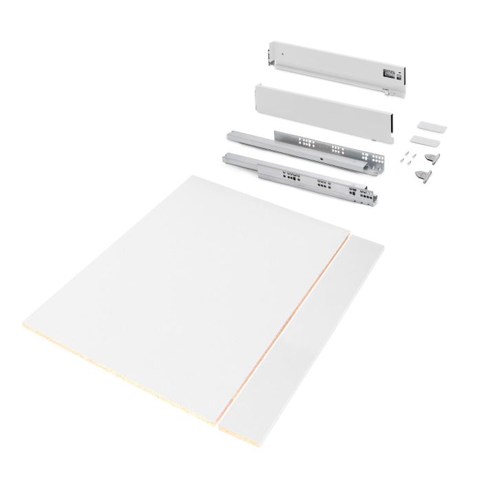 Emuca Kit de tiroirs pour cuisine ou salle de bains Vertex avec réglages 3D, hauteur 93mm, avec panneaux inclus, module 900mm, Peint en blanc 0 Emuca Kit de tiroirs pour cuisine ou salle de bains Vertex avec réglages 3D, hauteur 93mm, avec panneaux inclus, module 900mm, Peint en blanc 0