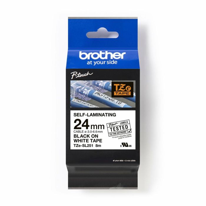 Ruban Laminé pour Etiqueteuses Brother TZe-SL251 Blanc Noir (1 Unité) 3