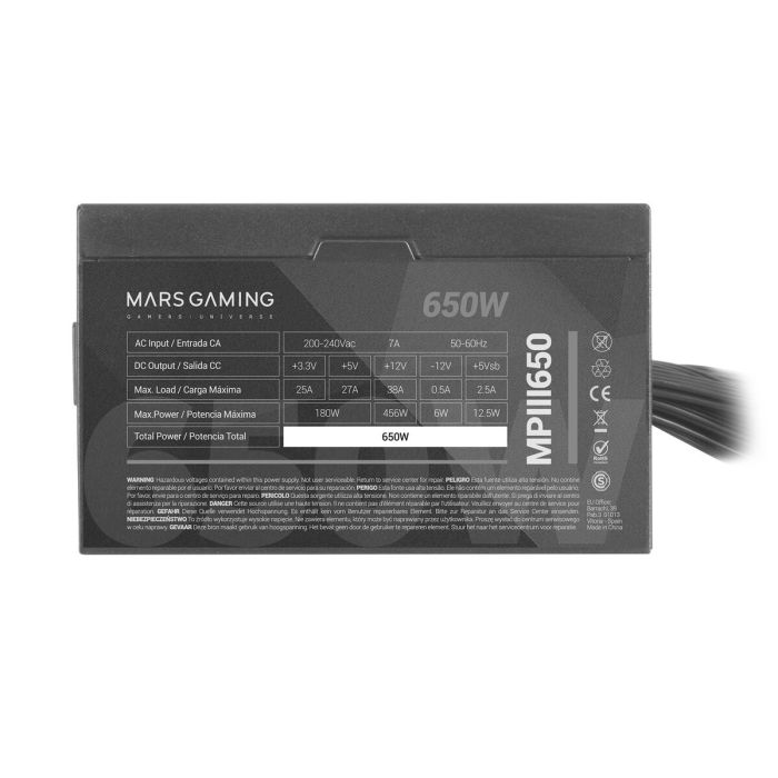 Bloc d’Alimentation Mars Gaming MPIII650 ATX 650 W CE - RoHS 4