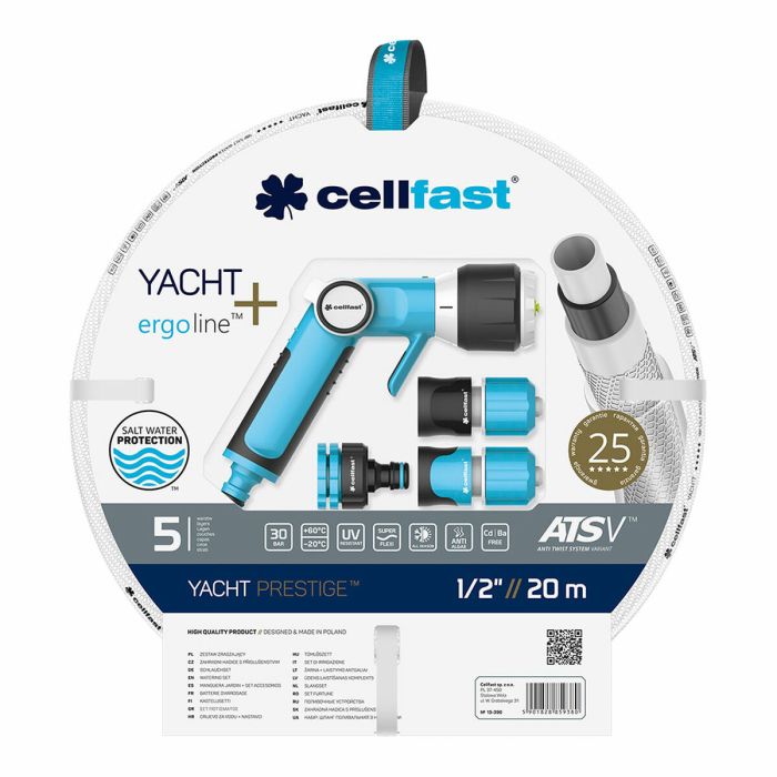 Jeu de tuyaux avec accessoires Cellfast Yacht PVC 20 m Ø 12,5 mm Extensible 0 Jeu de tuyaux avec accessoires Cellfast Yacht PVC 20 m Ø 12,5 mm Extensible 0