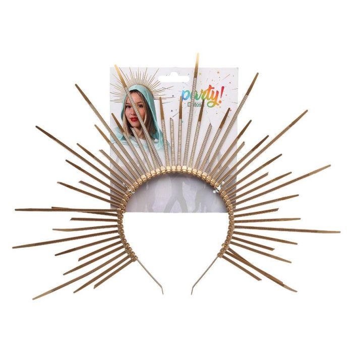 Couronne diadème doré pour femme adulte, accessoire costume de la Vierge, carnaval, fêtes thématiques et religieuses