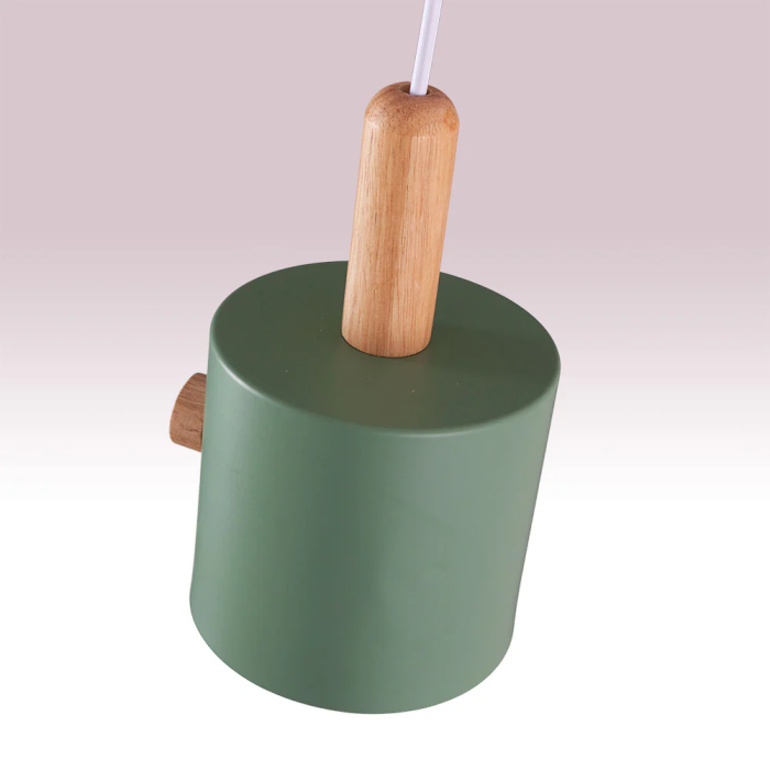 Lampe Suspendue "Scarlet" Métal et Bois Câble Réglable SKD-P1014-W 1