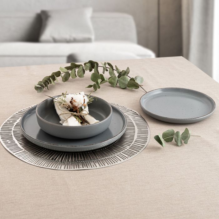 Assiettes Quid Duna Gris Céramique 12 Pièces 4
