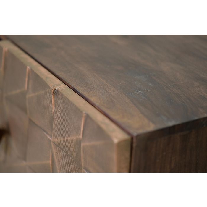 GINER Y COLOMER - Meuble TV 2 portes en bois de manguier massif avec détails en bronze, marron foncé - 140 x 55 x 40 cm 3