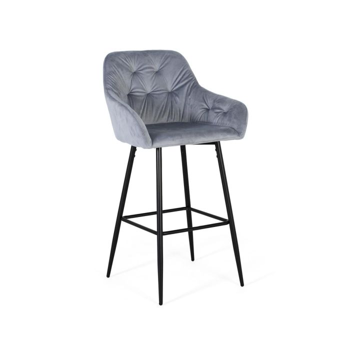 GINER Y COLOMER Lot de 2 tabourets de bar en velours bleu et métal noir, avec assise rembourrée, 69 cm de hauteur, nécessite un montage 0 GINER Y COLOMER Lot de 2 tabourets de bar en velours bleu et métal noir, avec assise rembourrée, 69 cm de hauteur, nécessite un montage 0