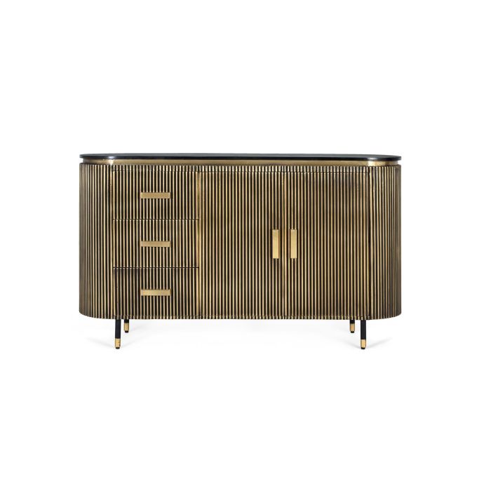 Giner y Colomer Buffet en Bois de Mango et Bronze 150 cm - 3 Tiroirs, 2 Portes avec Poignées en Bronze, Fermeture Magnétique et Glissières Métalliques 0 Giner y Colomer Buffet en Bois de Mango et Bronze 150 cm - 3 Tiroirs, 2 Portes avec Poignées en Bronze, Fermeture Magnétique et Glissières Métalliques 0
