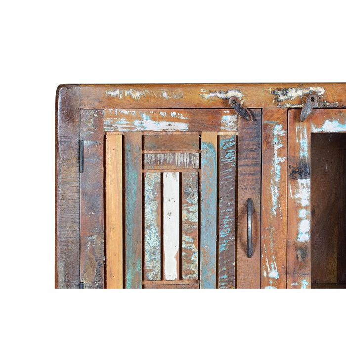 GINER Y COLOMER Vitrina Buffet en Bois de Mango Recyclé avec Pieds en Métal Multicolore 3 Portes 1 Tiroir 140x90x38 cm 3