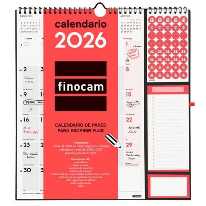 calendrier mural Finocam Plus Papier 2026 21,5 x 32,5 cm