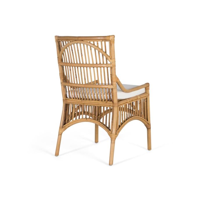 GINER Y COLOMER Lot de 2 Chaises en Rotin avec Coussin Blanc, Décoration en Jonc et Liège, Dosseret 47x52 cm - Ensemble Salon Salle à Manger 3