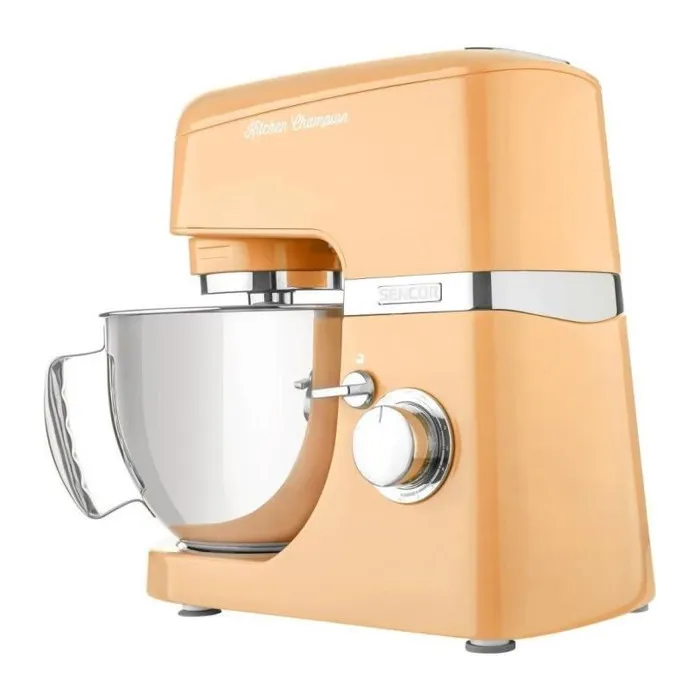 Sencor STM 6353OR - Robot pâtissier multifonction 1000 W avec bol inox 4.5 L, hachoir à viande, machine à biscuits et 8 accessoires - Orange