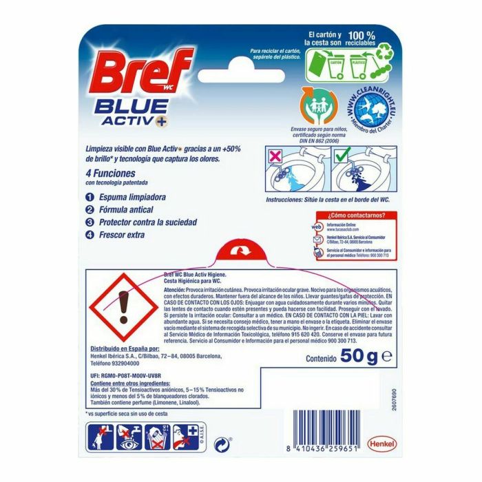 Désodorisant pour toilettes Bref Blue Activ Aqua Affichette de poignée de porte 125 ml 1