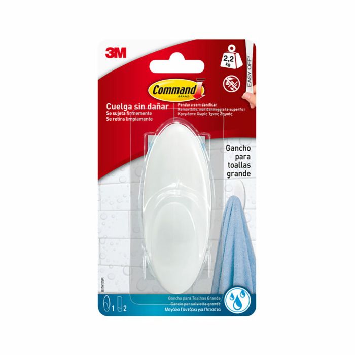 Crochet pour suspendre 3M 2,2 Kg Blanc Plastique (1 Unité)